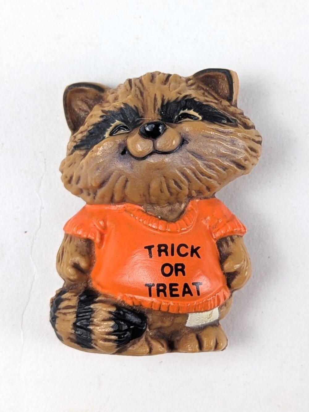 Vintage 80s Hallmark Trick or Treat Raccoon Pin